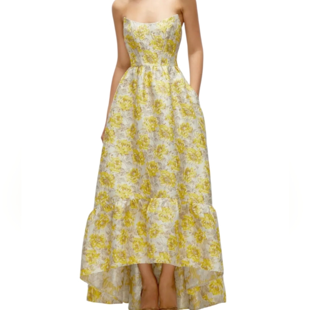 Dessy Collection Metallic Jacquard Corset High/Low Gown... Size 12